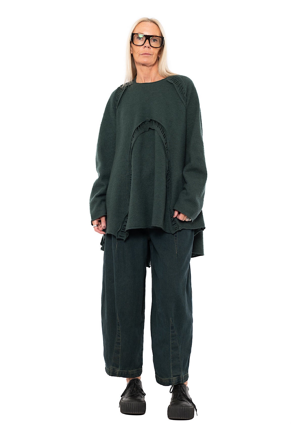 BOILED WOOL LADDER STITCH TUNIC