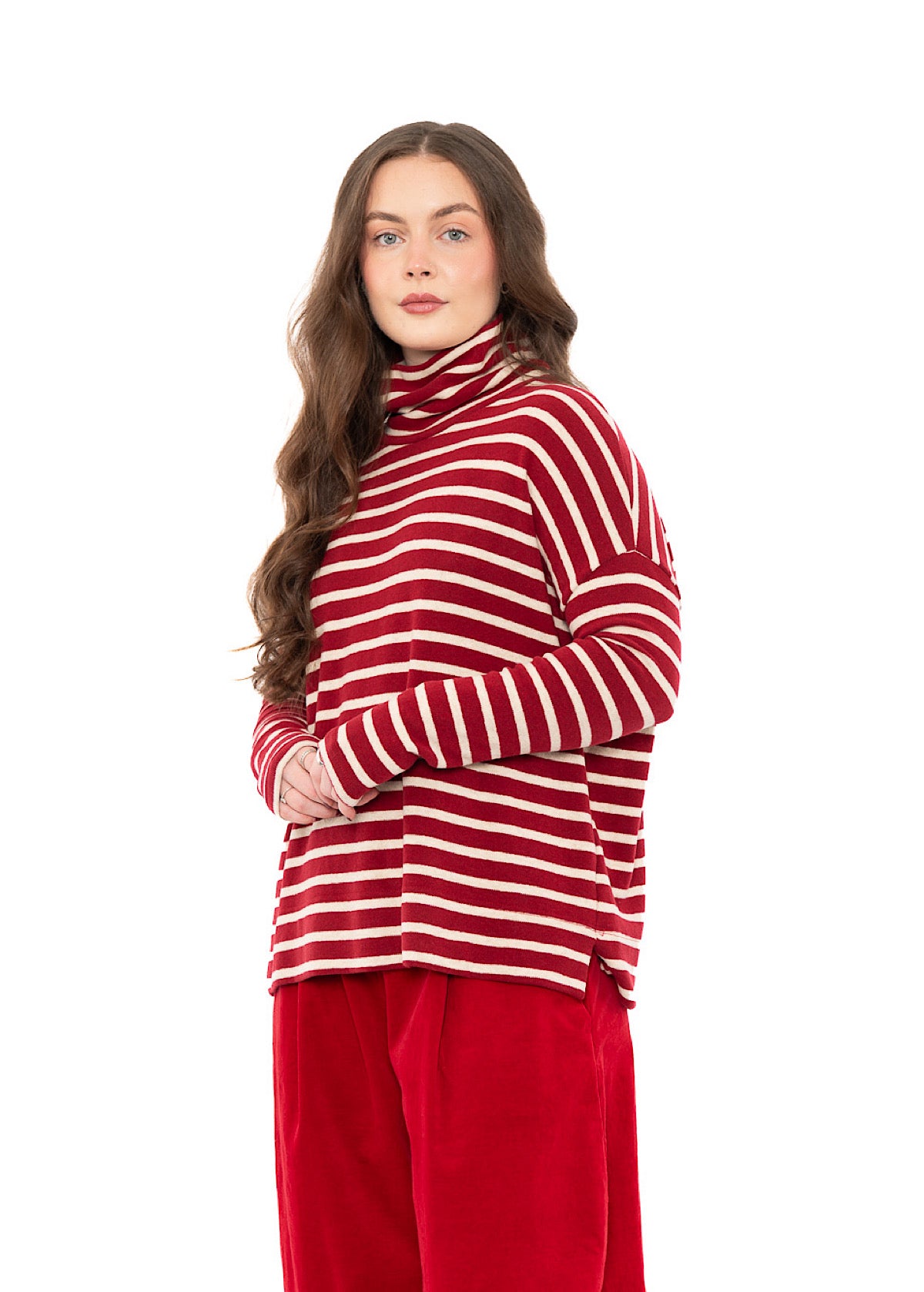 STRIPED COTTON-FLEECE JADE PULLOVER