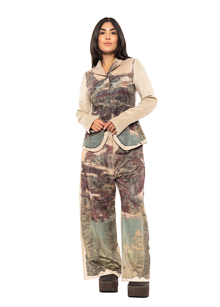 LANDSCAPE PRINT WIDE LEG TROUSER