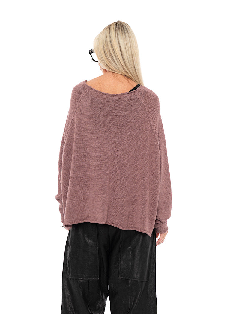 LINEN-BLEND KNITTED PULLOVER
