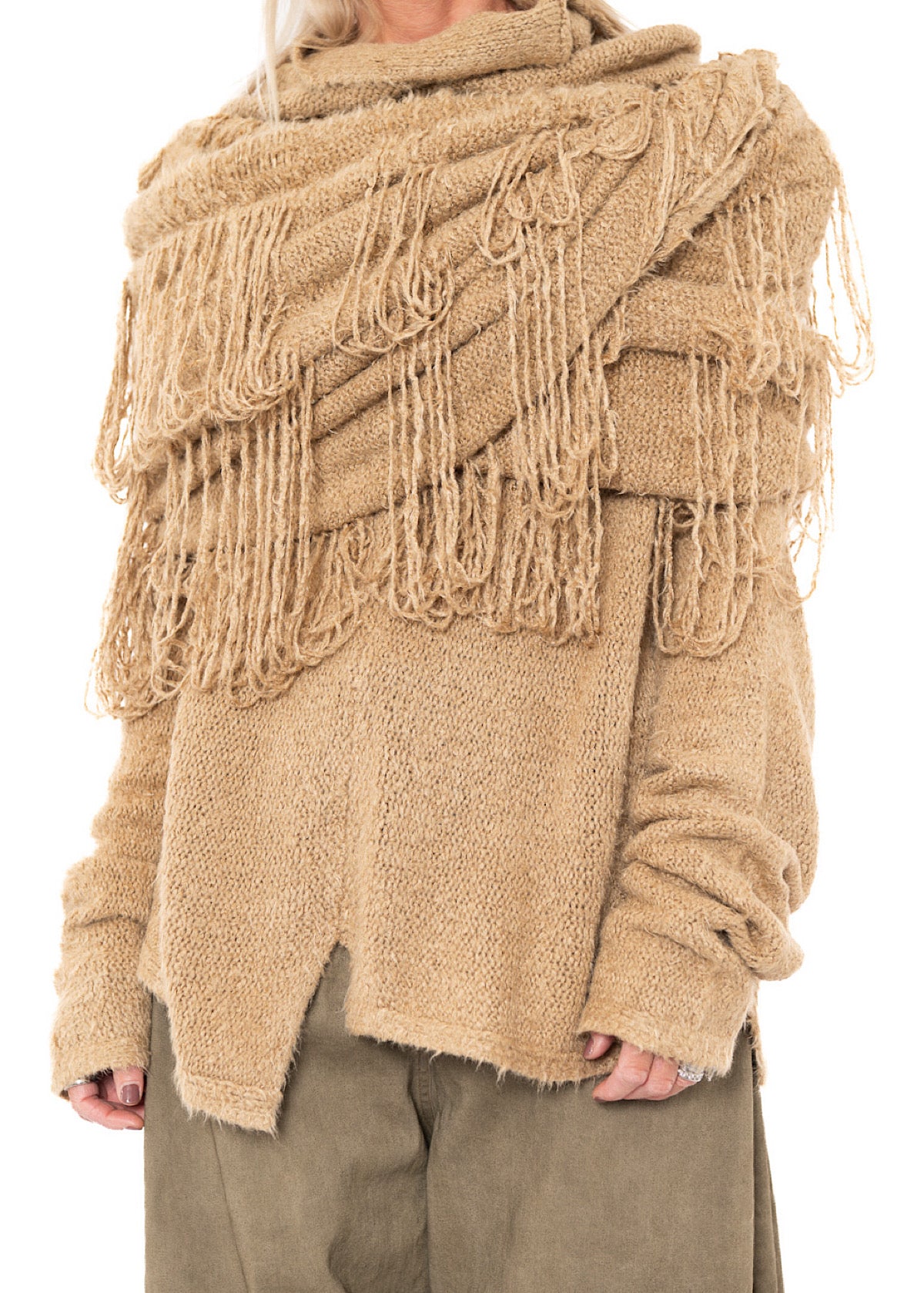 LADDERED SILK KNIT SCARF