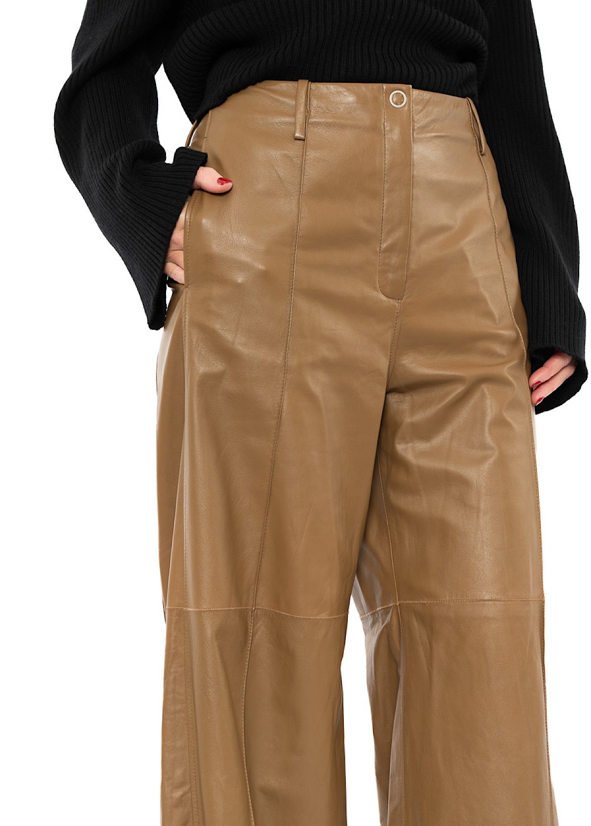 SIGNATURE WIDE LEG LEATHER TROUSER