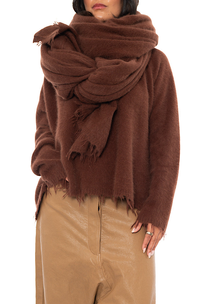 OVERSIZED FRAYED KNIT SCARF