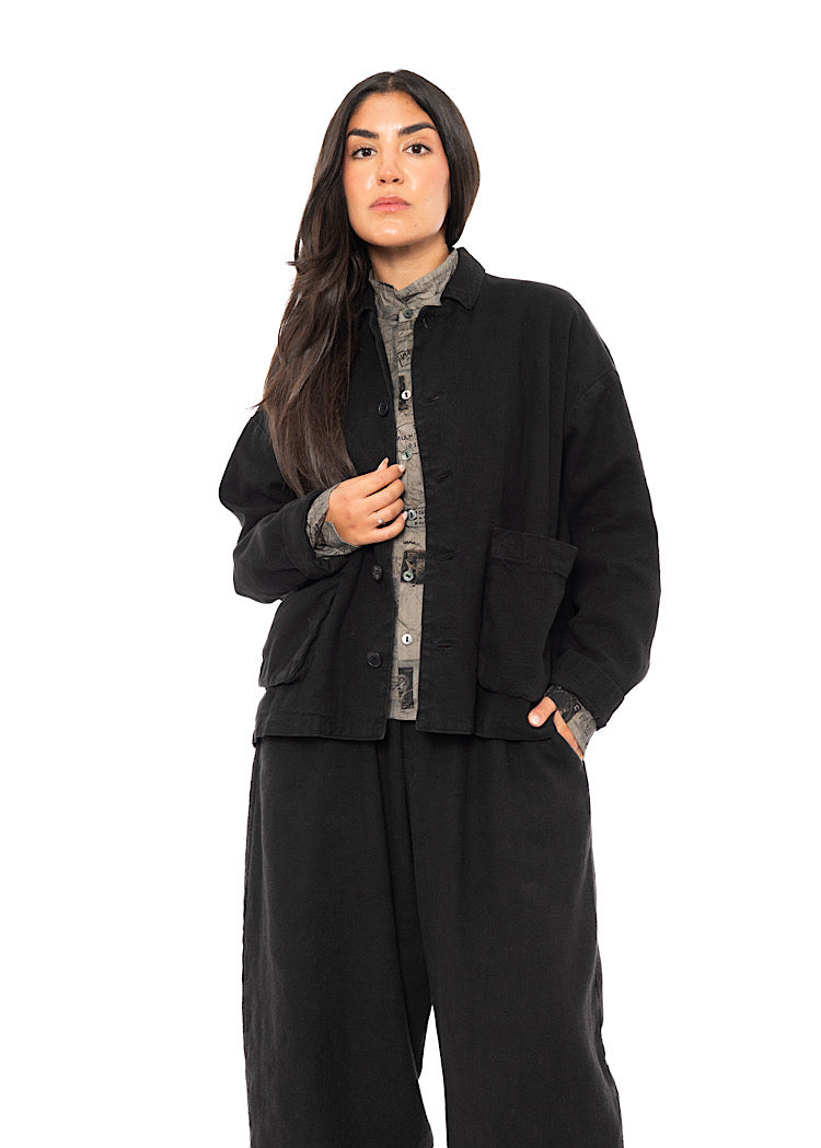 LINEN-COTTON UTILITY JACKET