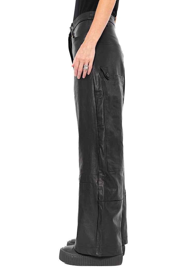 LEATHER DROP-CROTCH TROUSER