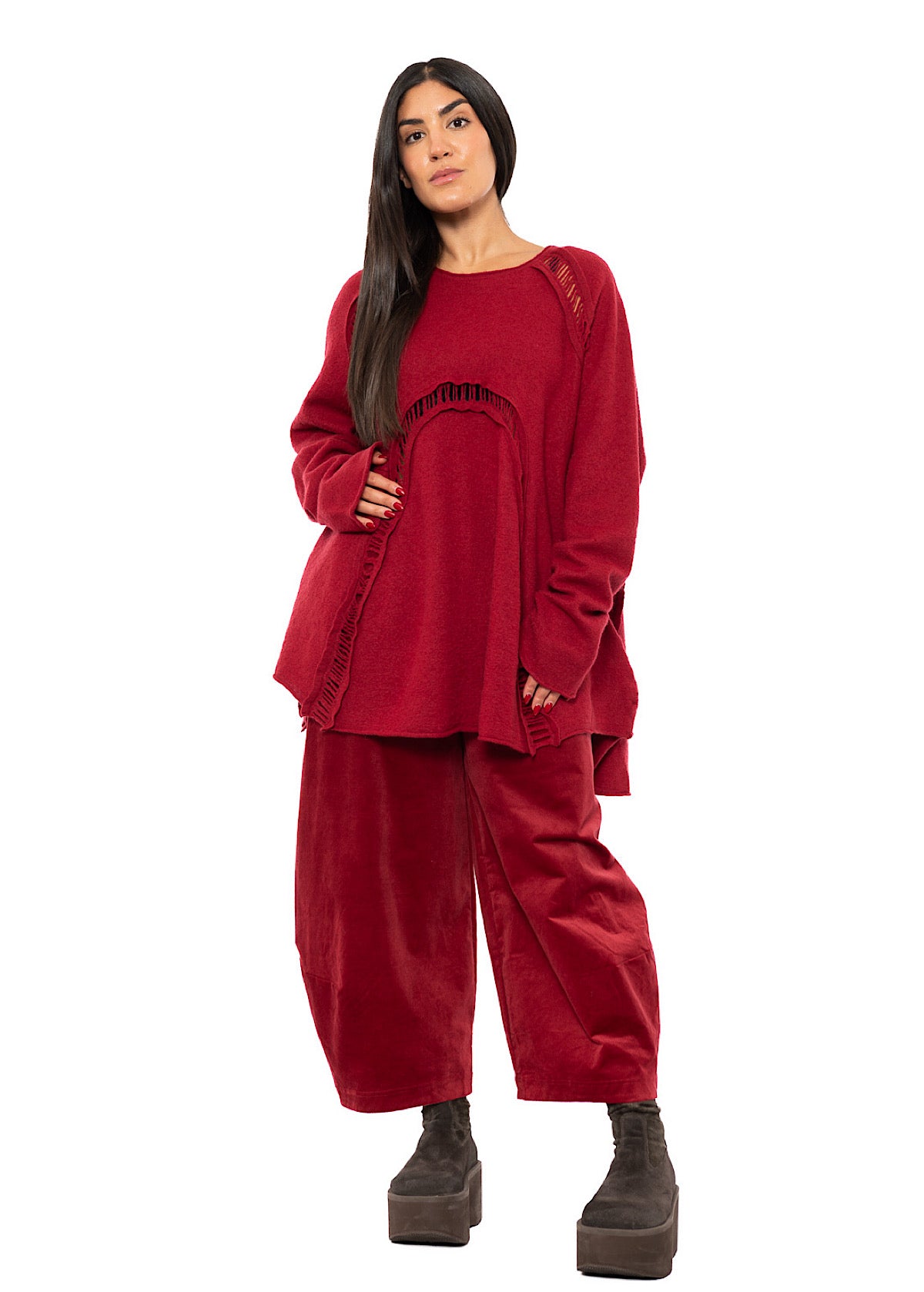 BOILED WOOL LADDER STITCH TUNIC