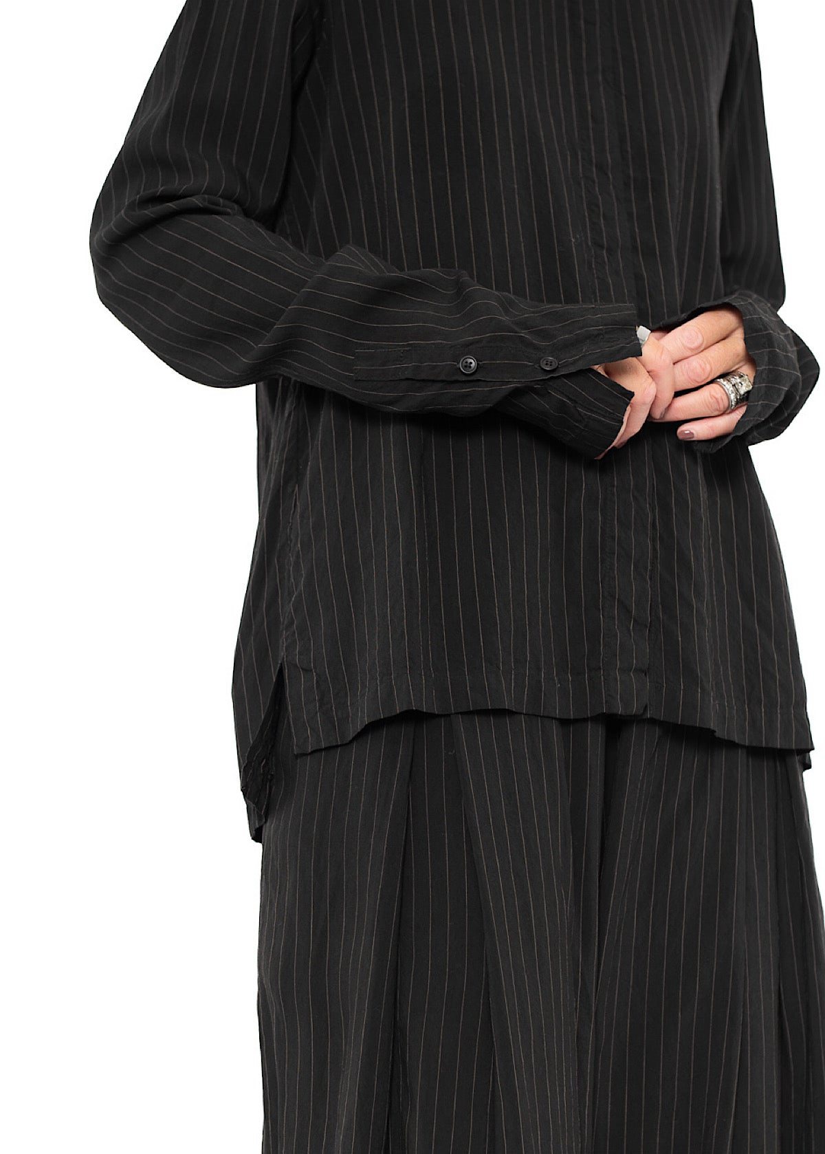 PINSTRIPE VISCOSE-SILK SHIRT