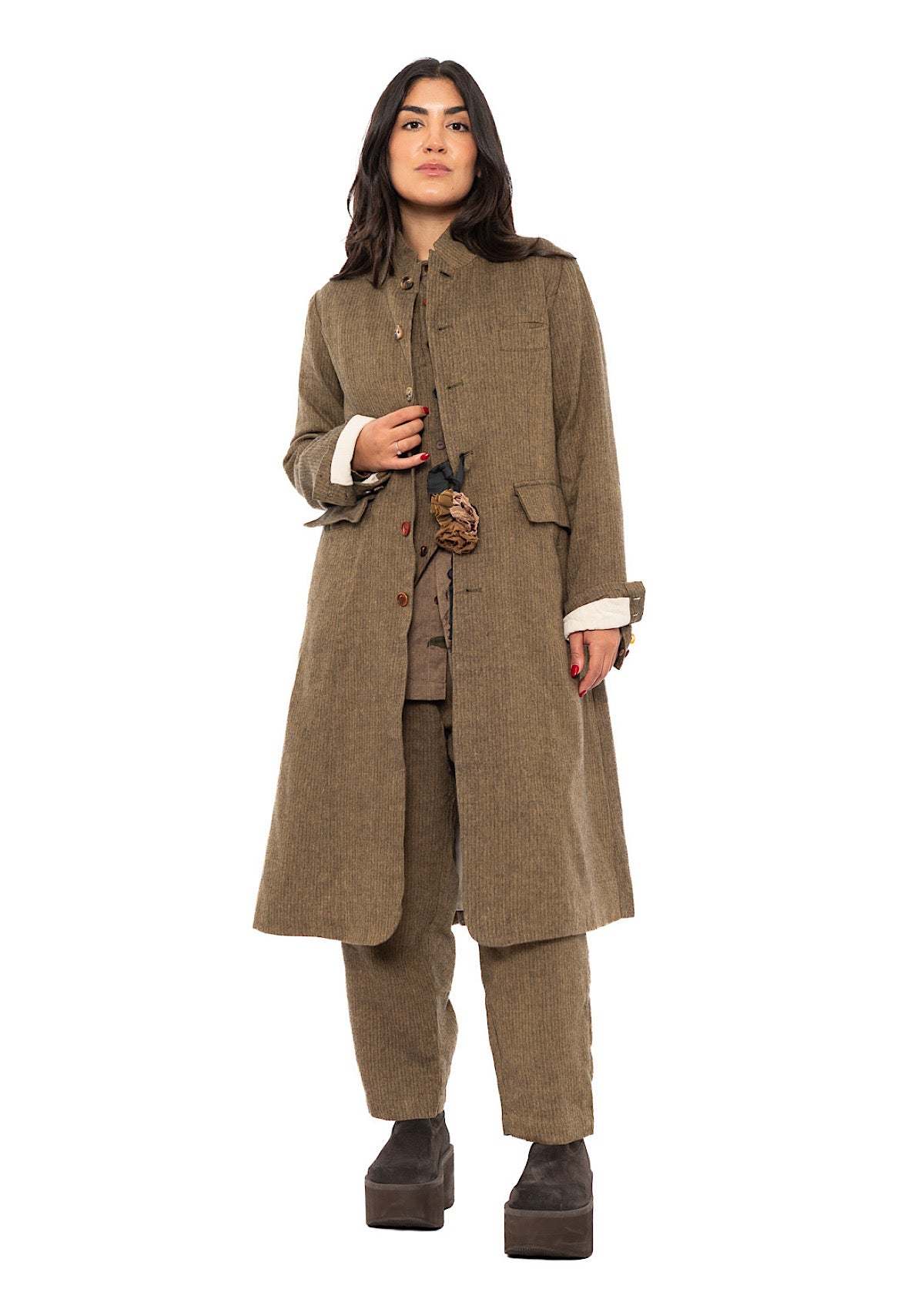 LONGLINE HERRINGBONE COAT