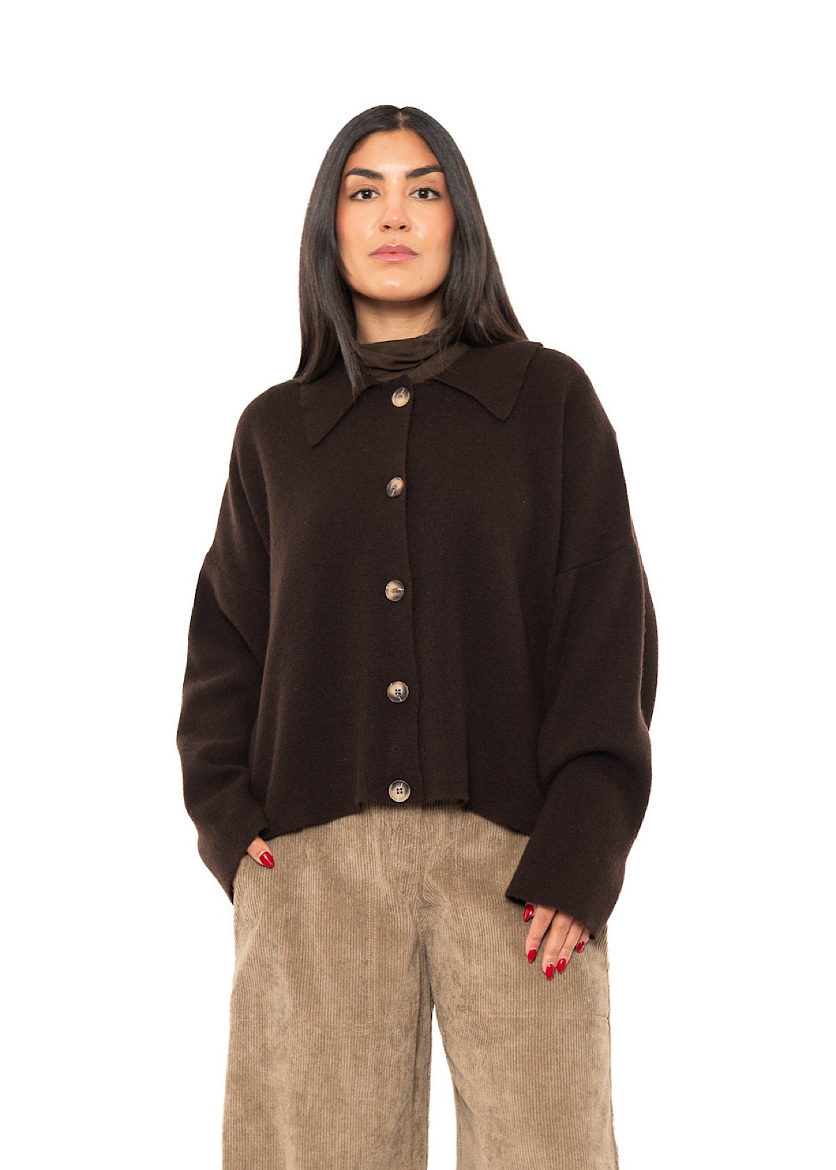 BOXY WOOL-MIX CARDIGAN