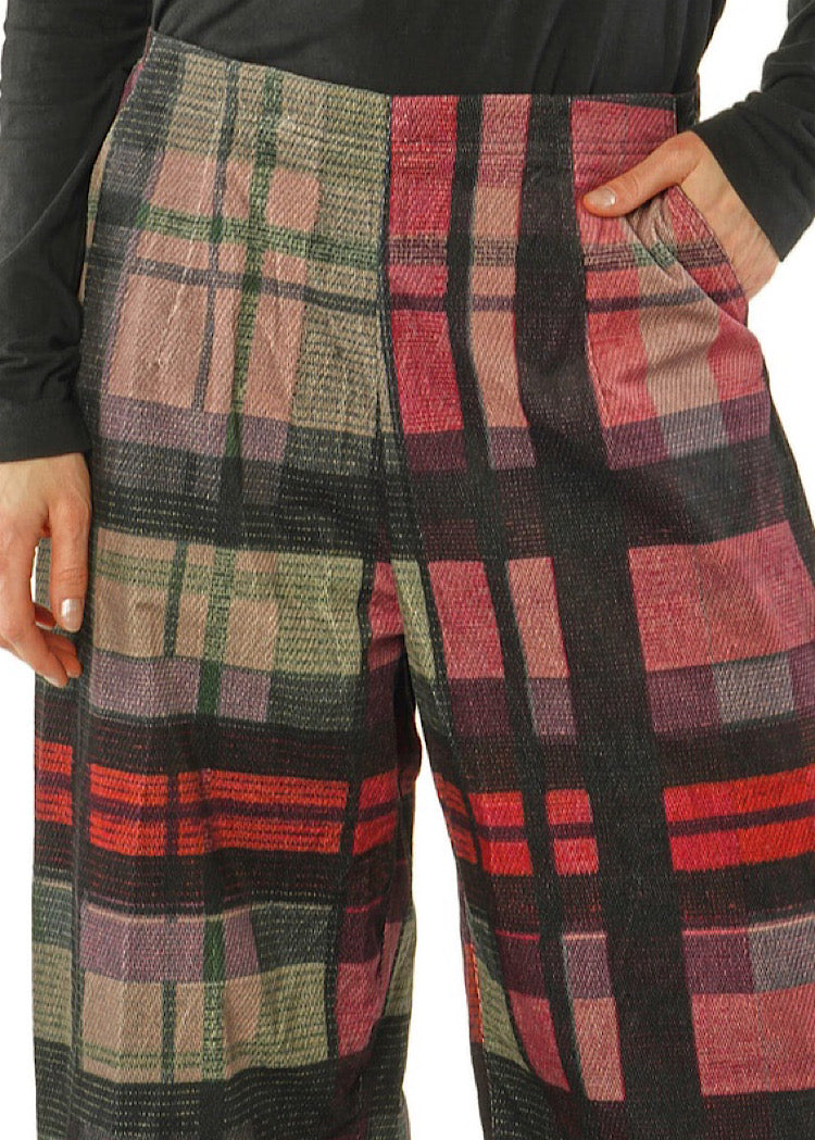 CL WIDE-LEG CHECK VELVET TROUSER