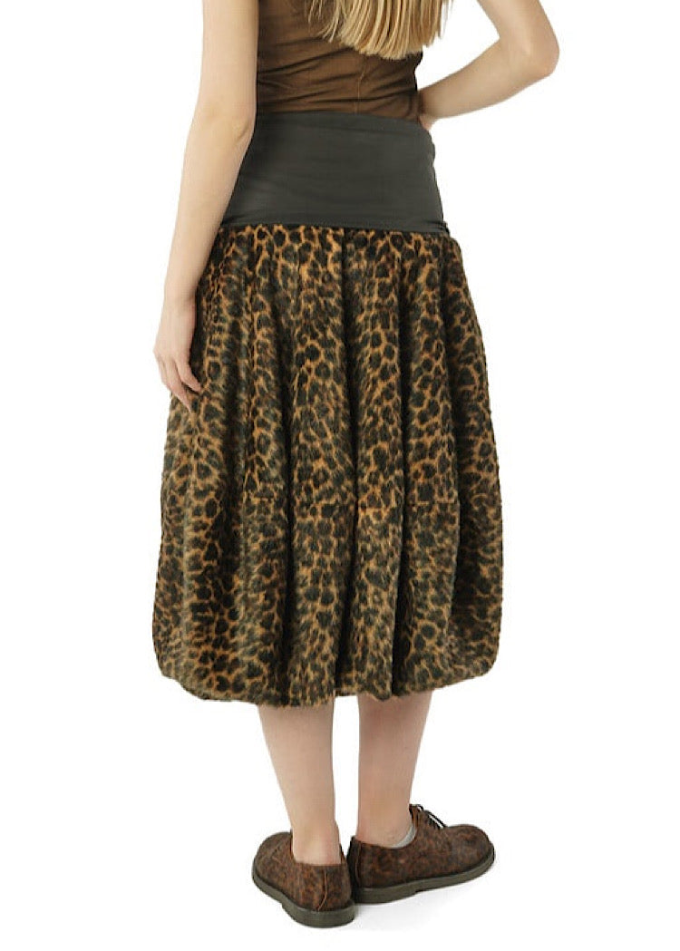 CL FAUX FUR LEOPARD BALLOON SKIRT