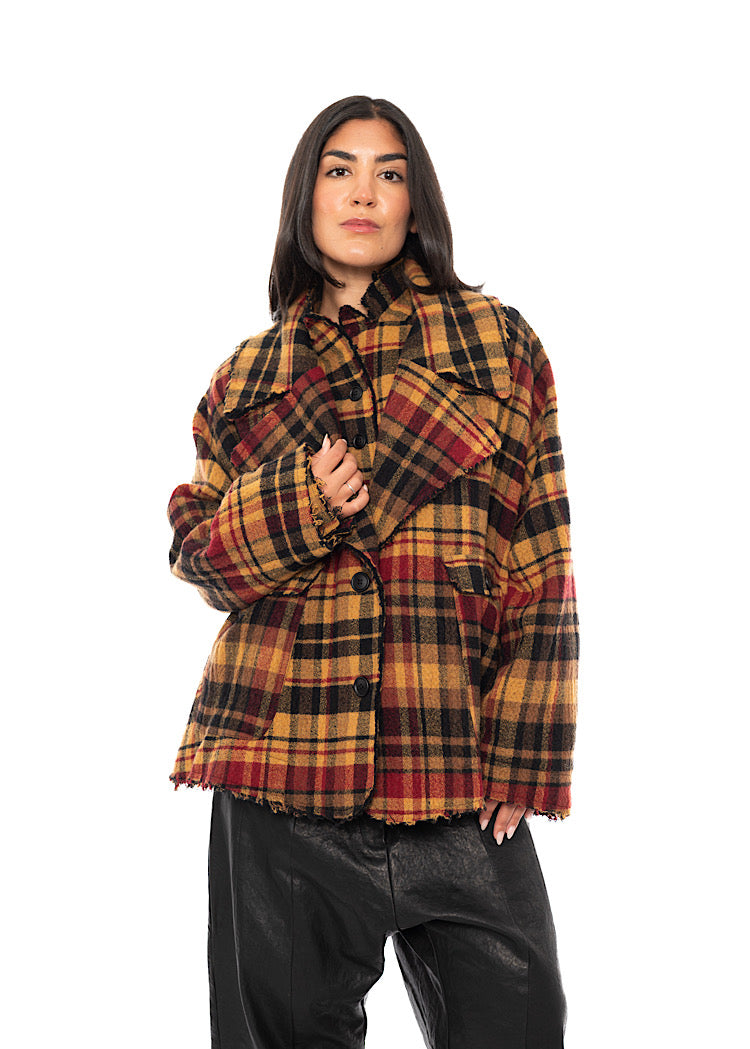 OVERSIZED CHECK WOOL JACKET