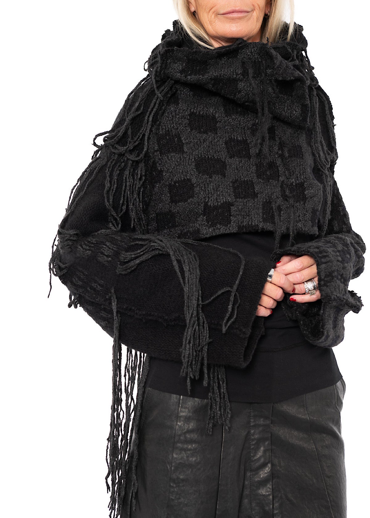 CROPPED TAPESTRY KNIT PULLOVER