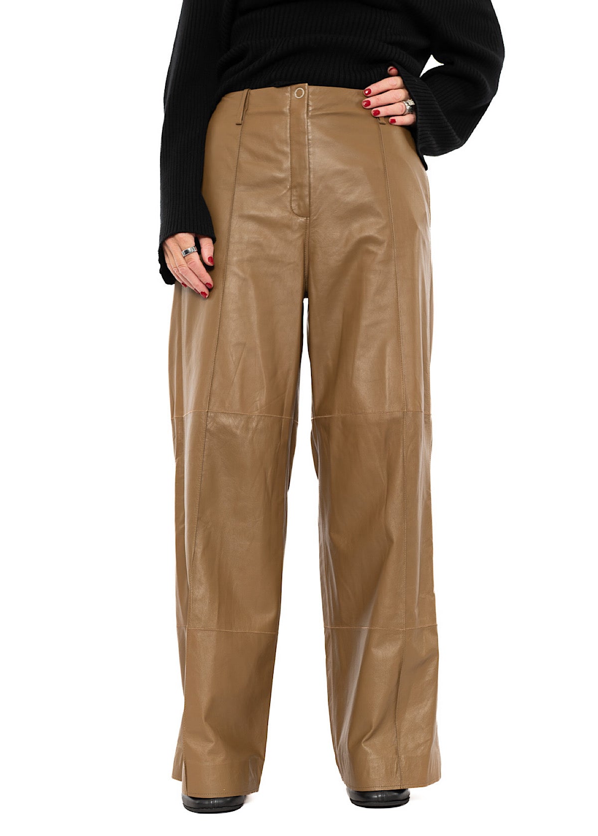 SIGNATURE WIDE LEG LEATHER TROUSER