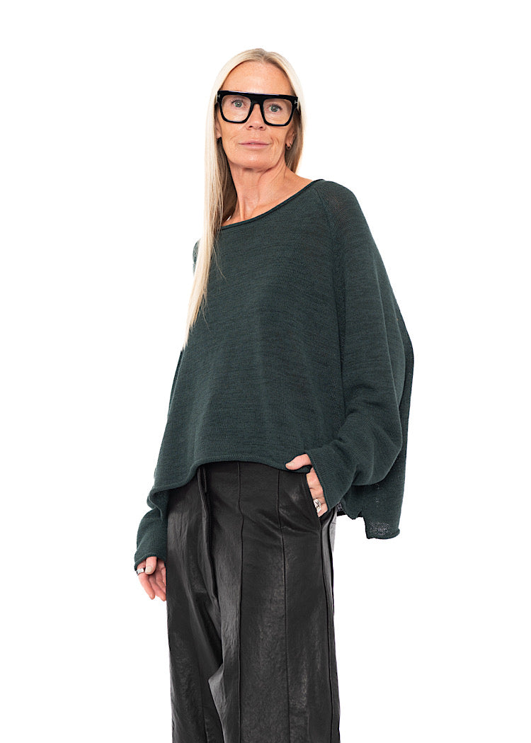 LINEN-BLEND KNITTED PULLOVER