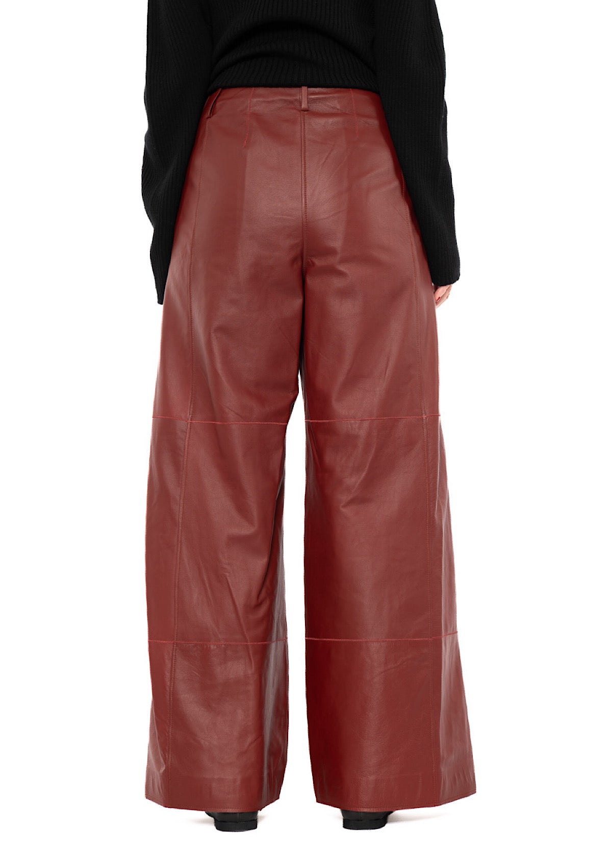 SIGNATURE WIDE LEG LEATHER TROUSER
