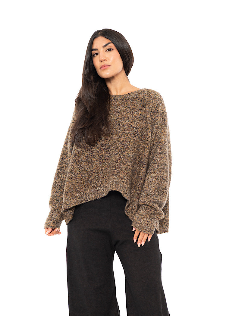 CROPPED MÉLANGE KNITTED PULLOVER