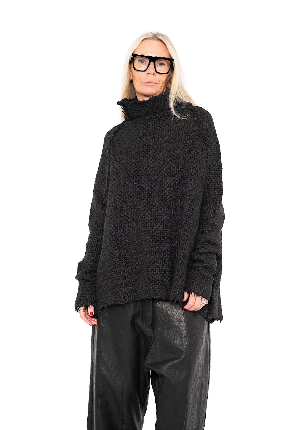 TEXTURED SILK KNIT PULLOVER