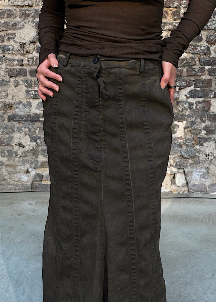 STRETCH DENIM MAXI SKIRT