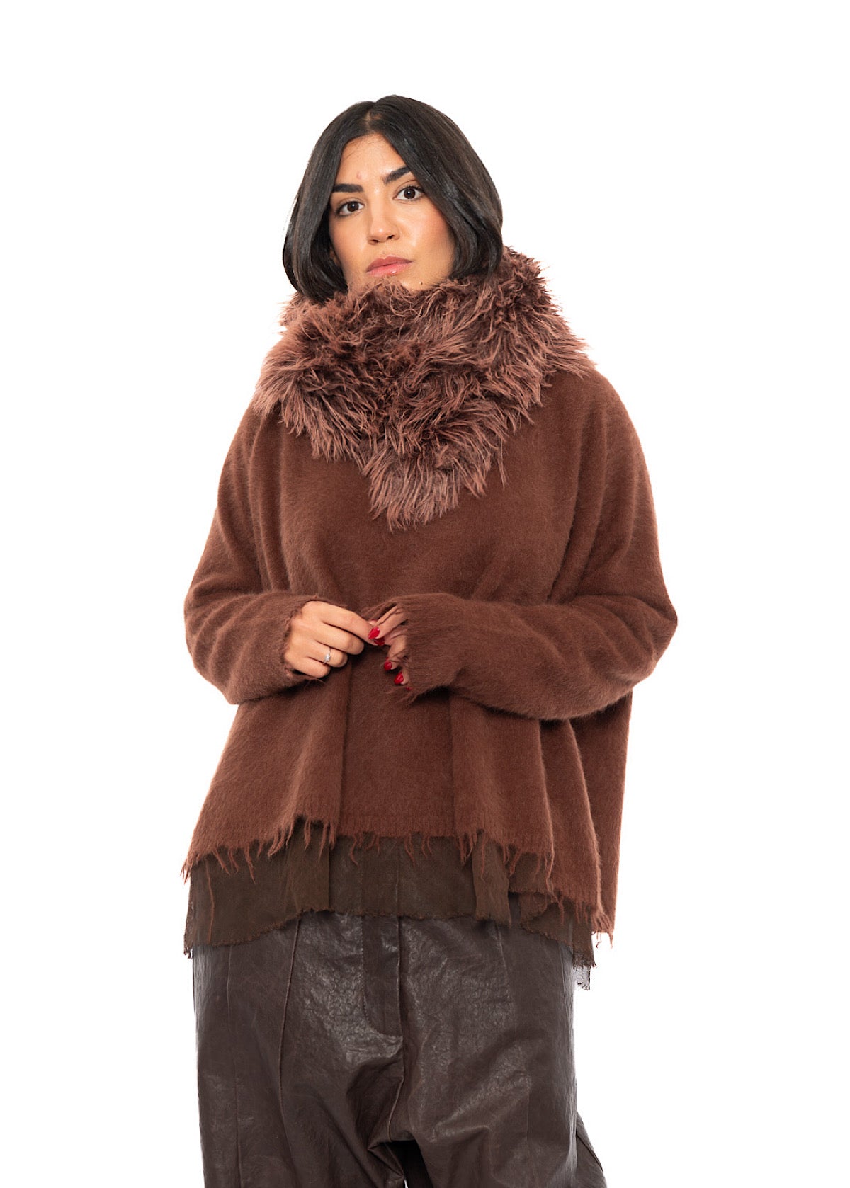 STATEMENT FAUX FUR HOODED SCARF