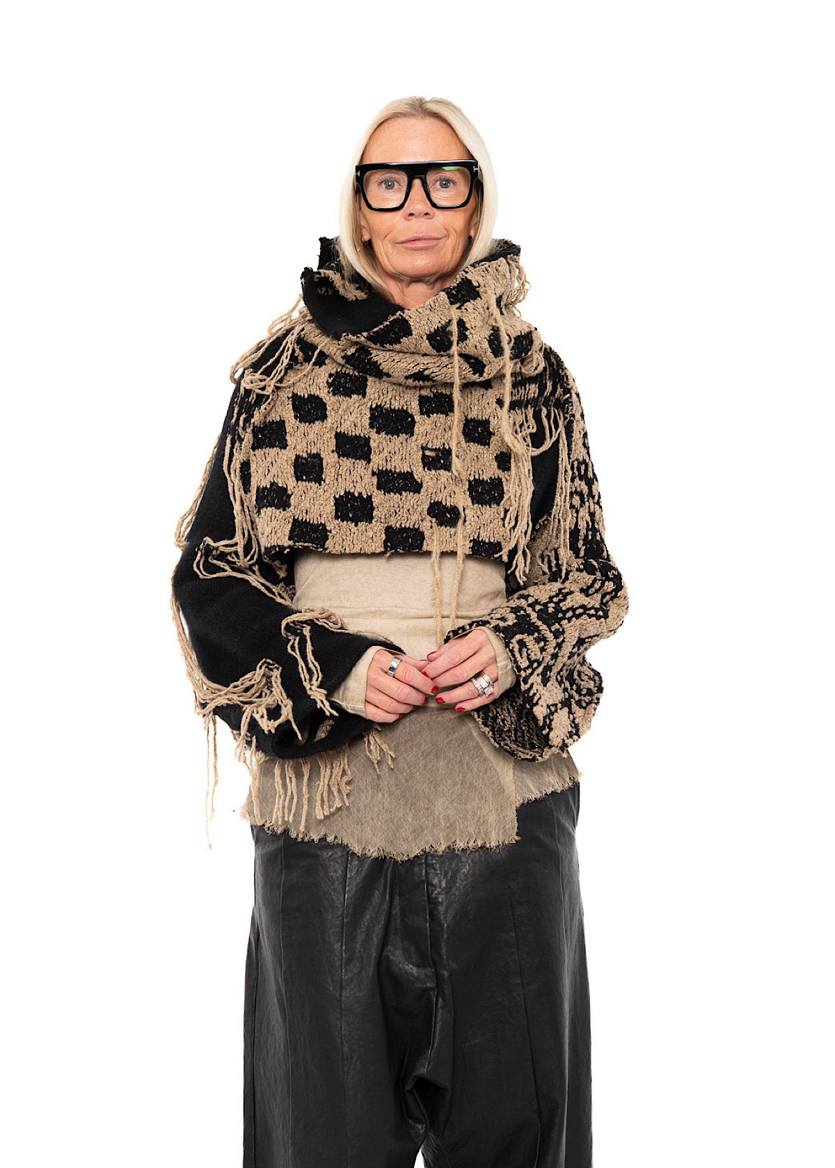 CROPPED TAPESTRY KNIT PULLOVER