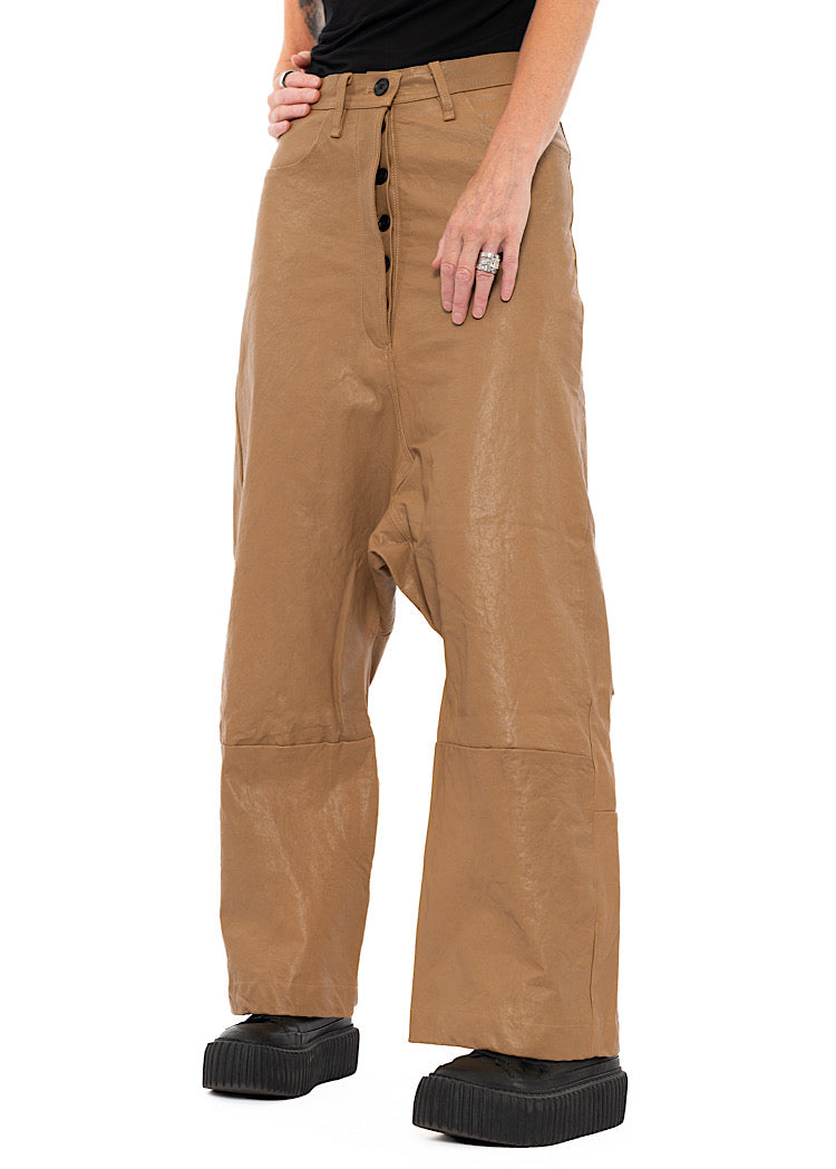 LEATHER DROP-CROTCH TROUSER