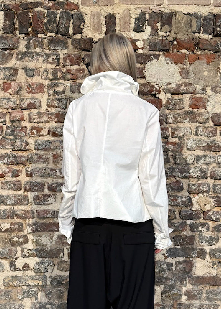 WIRED RUFFLE COTTON SHIRT *BLACK* (SHOWN IN OFF-WHITE)