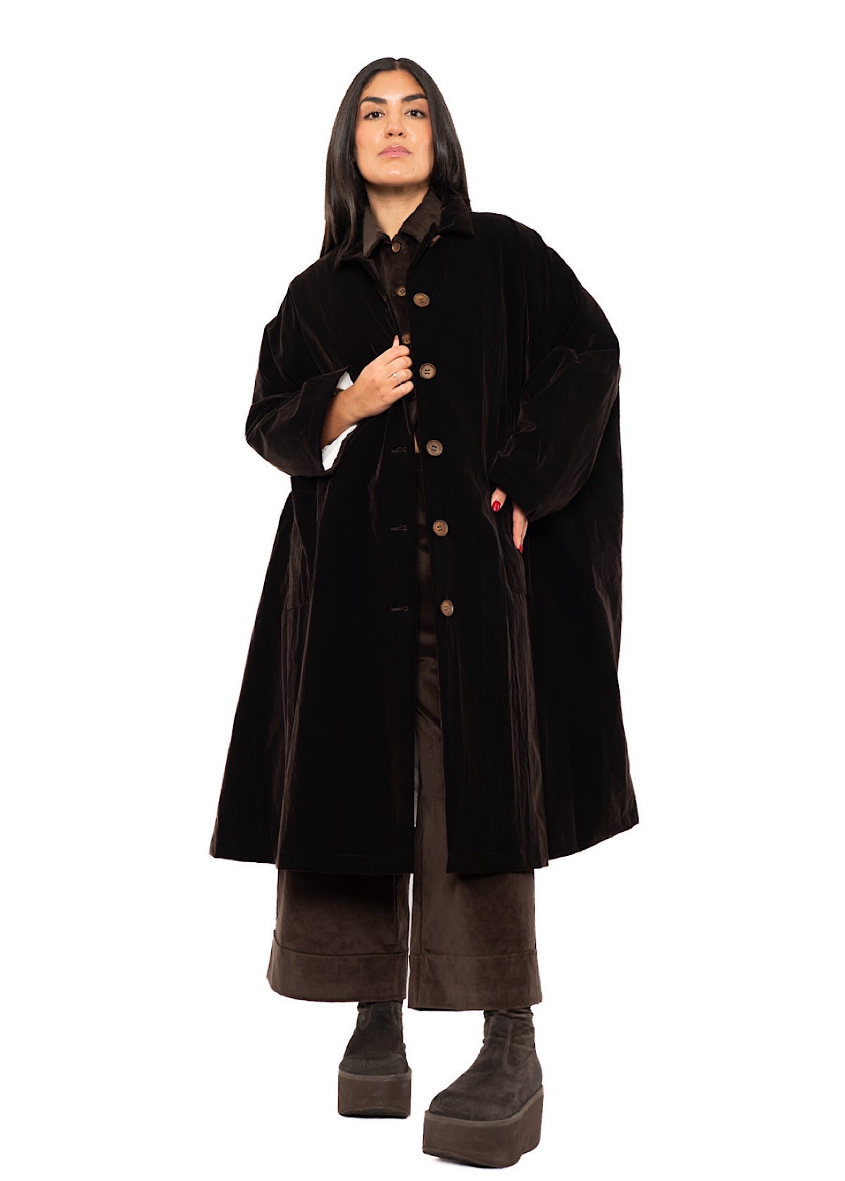 OVERSIZED CRUSHED VELVET CARA COAT