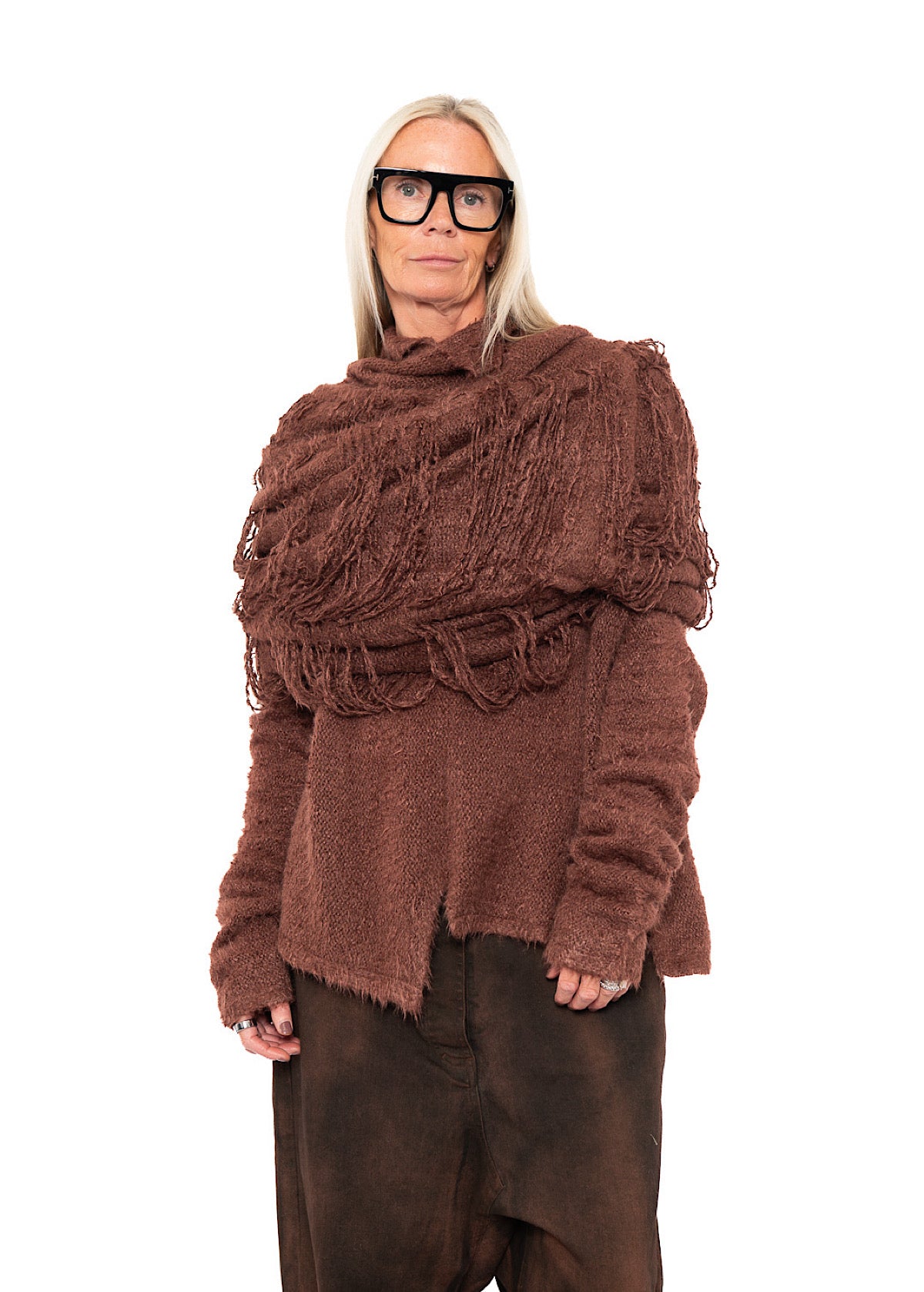 LADDERED SILK KNIT SCARF