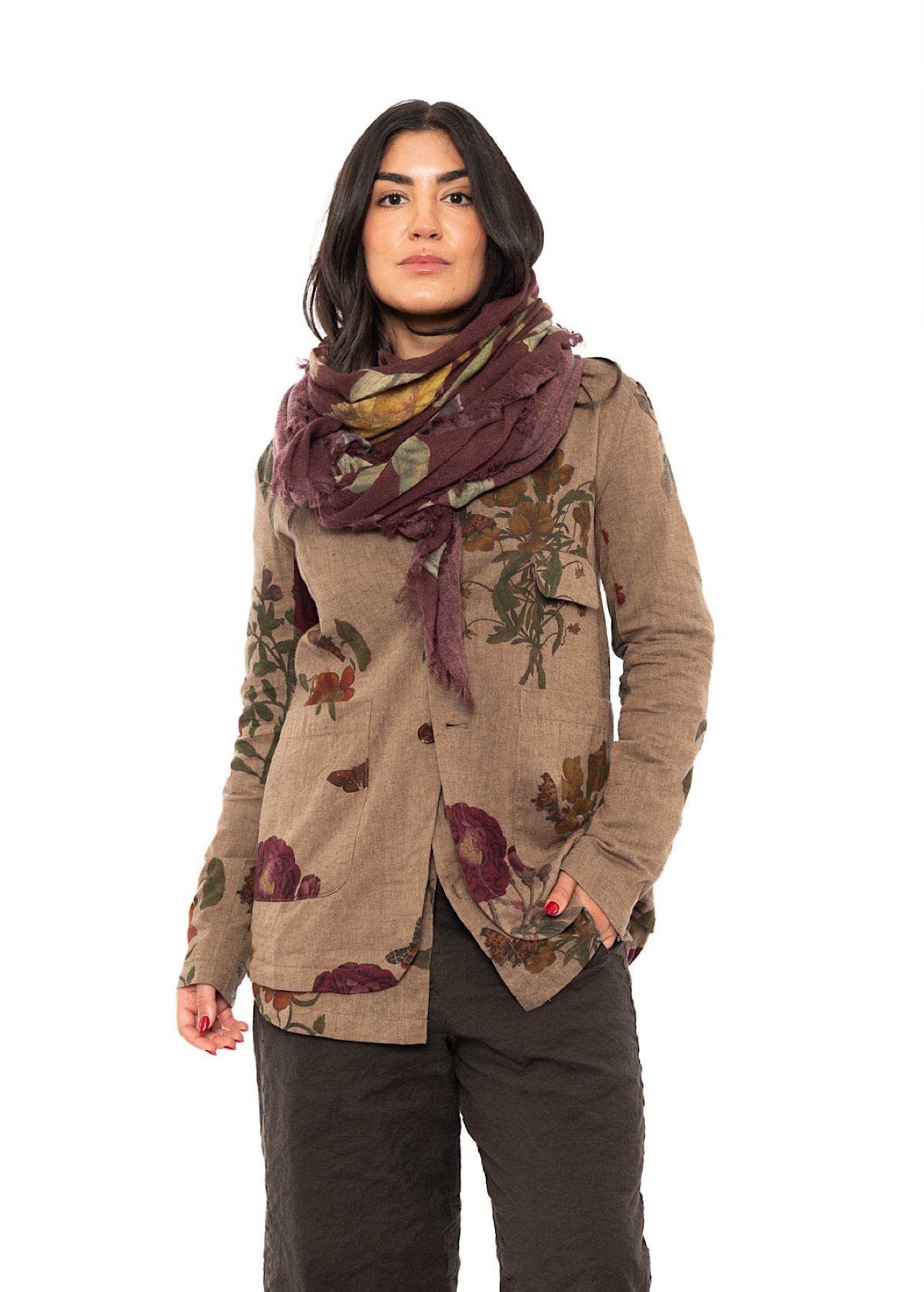 BOTANICAL PRINTED CASHMERE SCARF