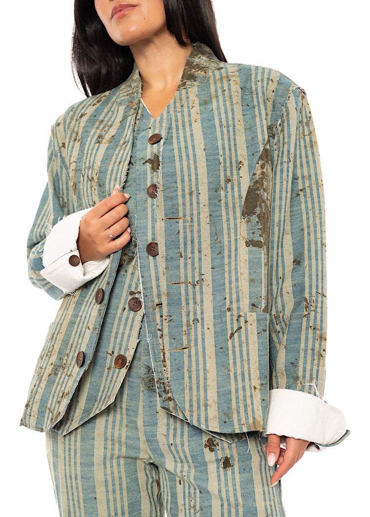 BOXY STRIPED COTTON JACKET