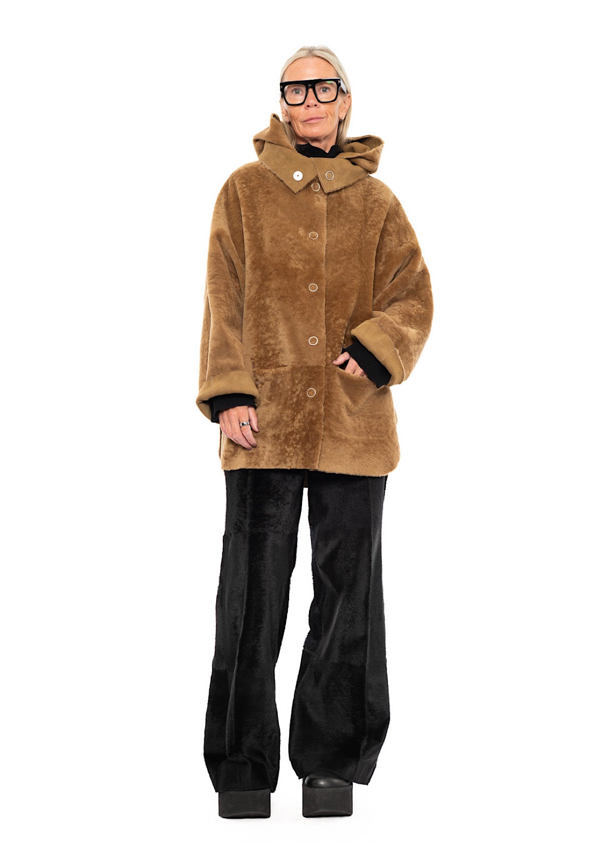 REVERSIBLE FUR HOODED JACKET