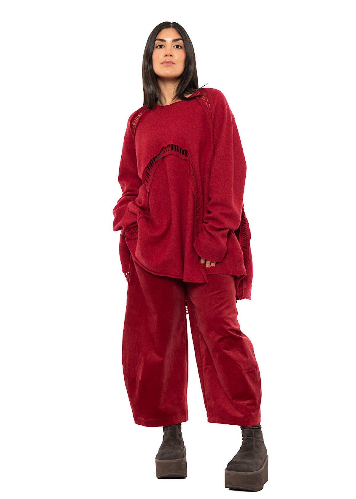 BOILED WOOL LADDER STITCH TUNIC