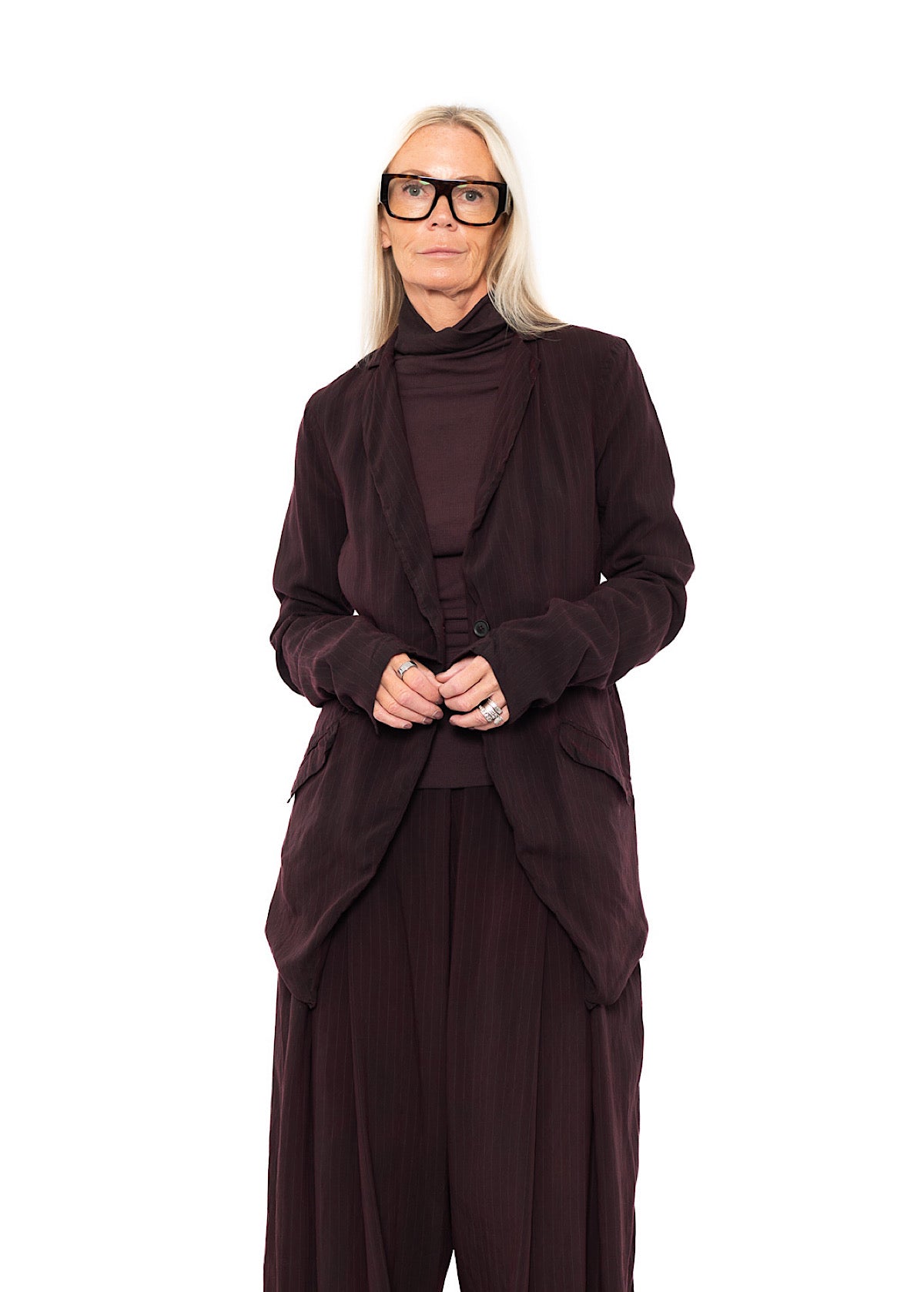 FLUID PINSTRIPE LONGLINE JACKET