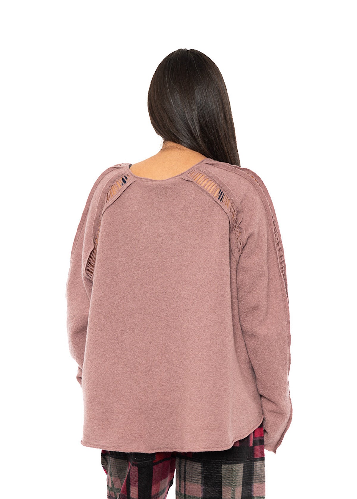 BOILED WOOL LADDER STITCH PULLOVER