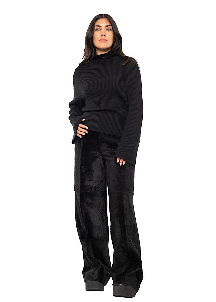 FLARED FUR LEATHER TROUSER