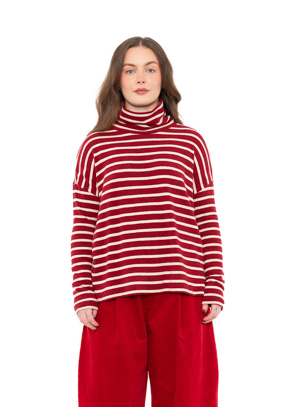 STRIPED COTTON-FLEECE JADE PULLOVER