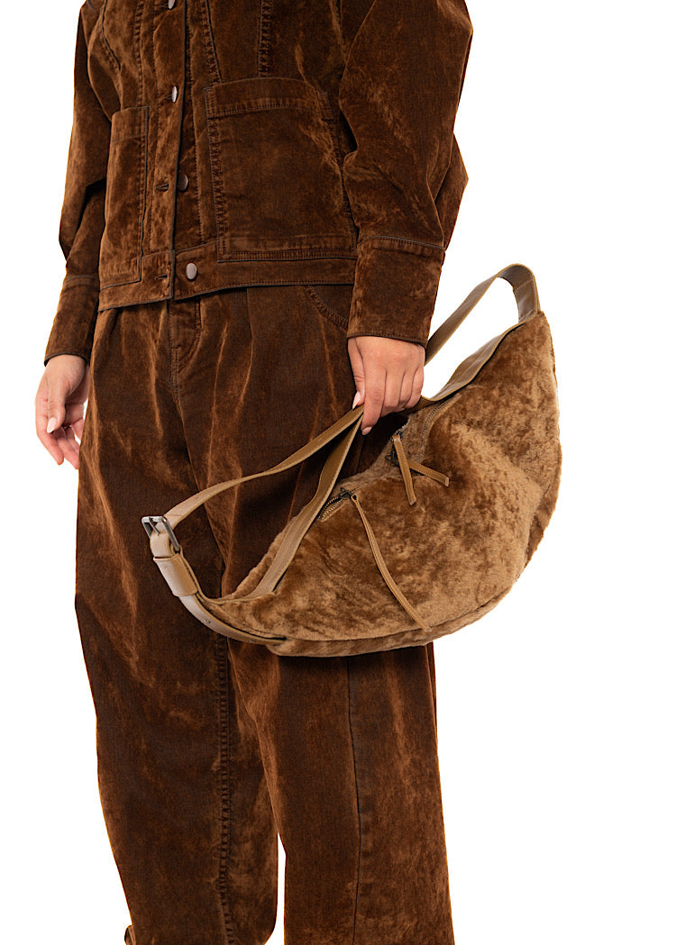CROSSBODY FUR-FINISHED LEATHER BAG