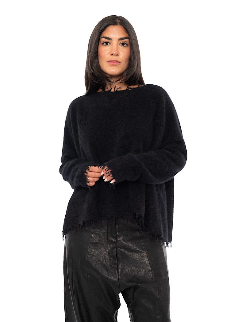 RELAXED FRAYED KNIT PULLOVER