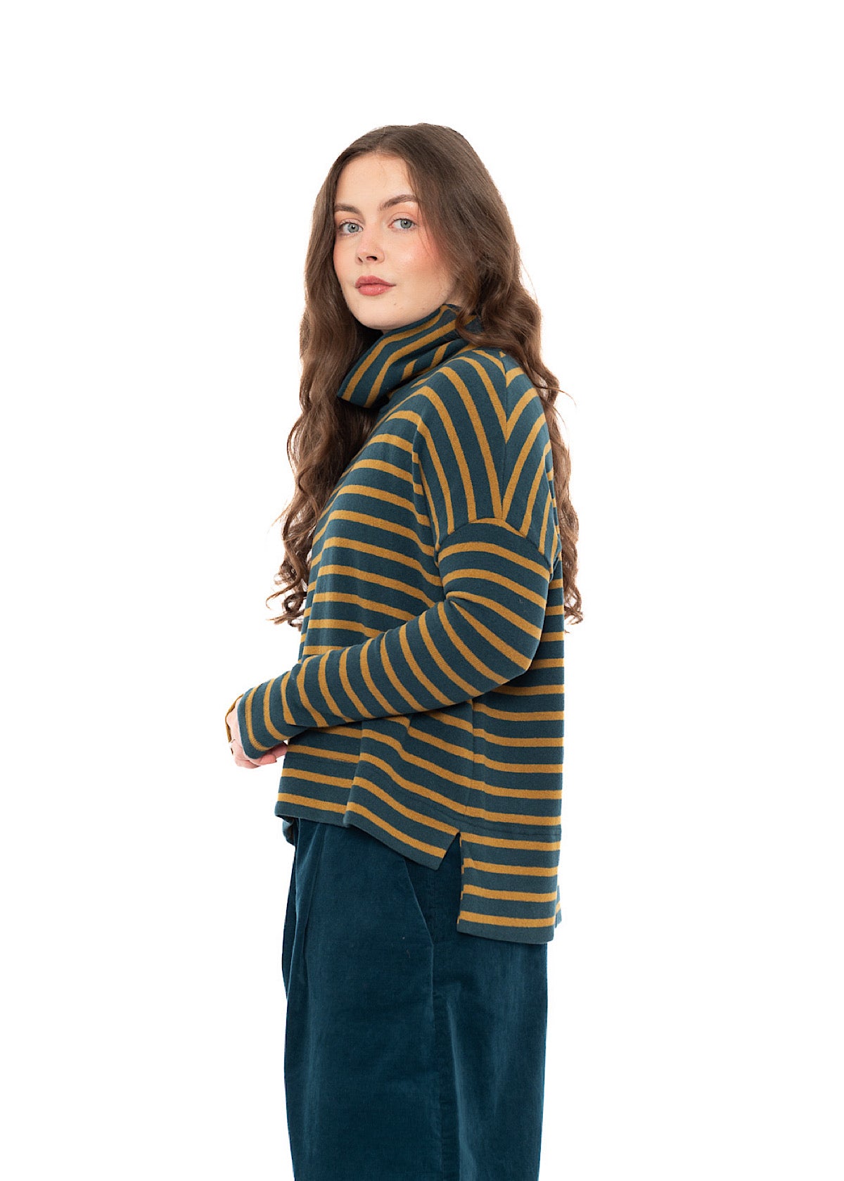 STRIPED COTTON-FLEECE MOYET PULLOVER