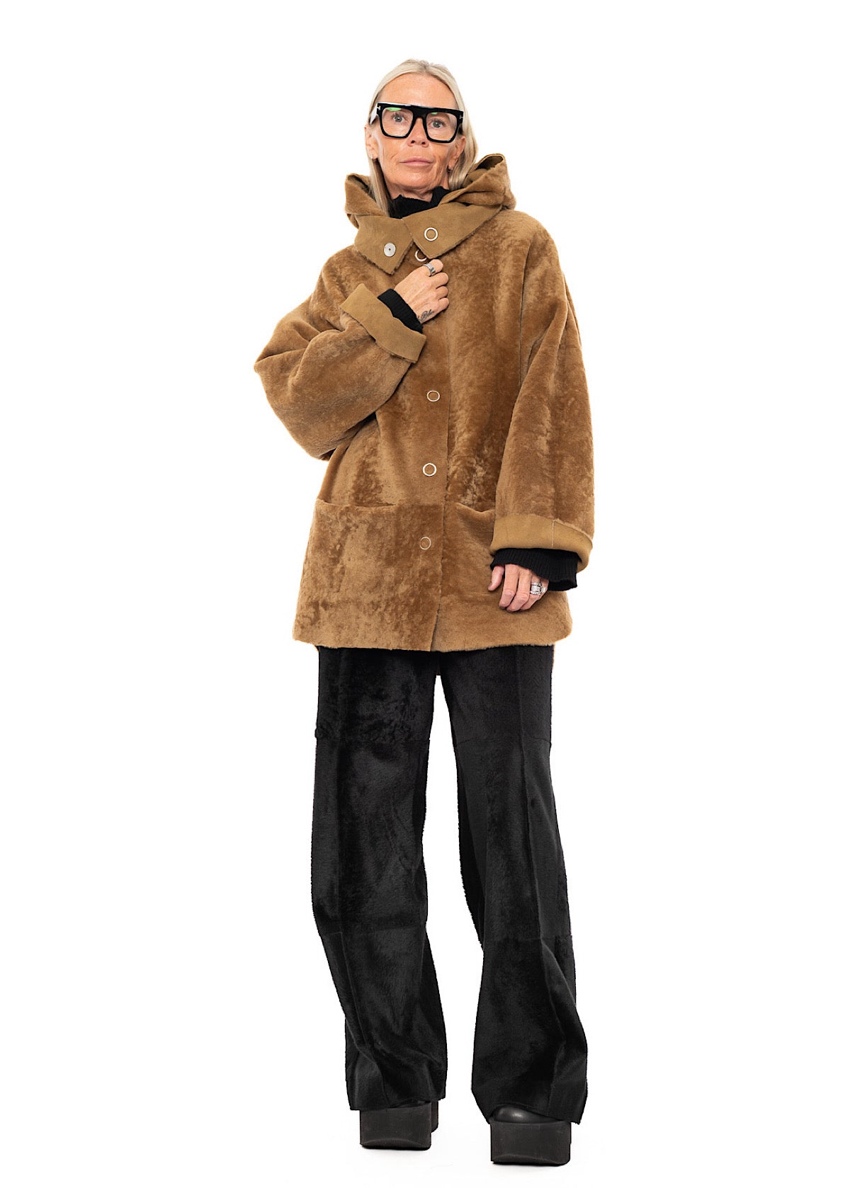 REVERSIBLE FUR HOODED JACKET