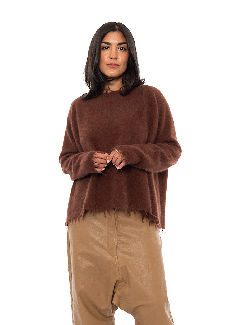 RELAXED FRAYED KNIT PULLOVER