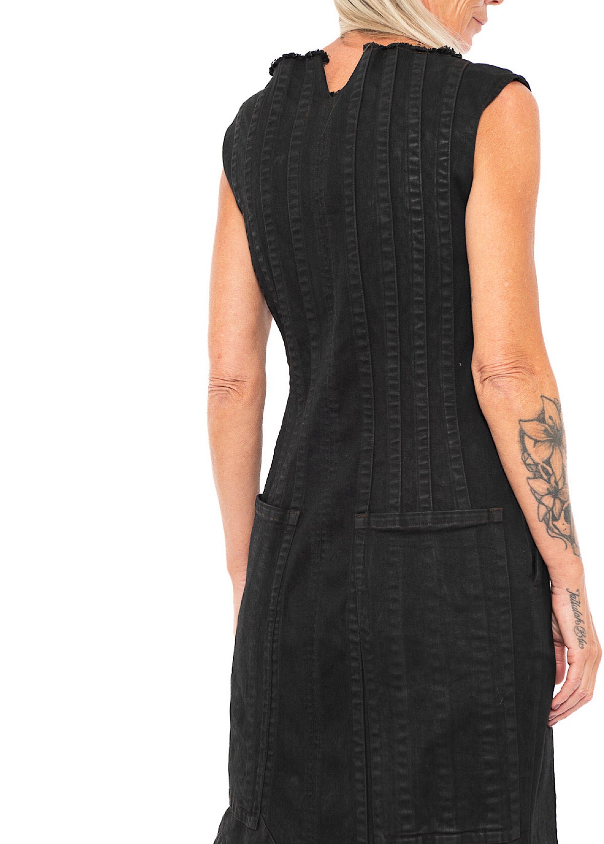 FISHTAIL STRETCH DENIM DRESS
