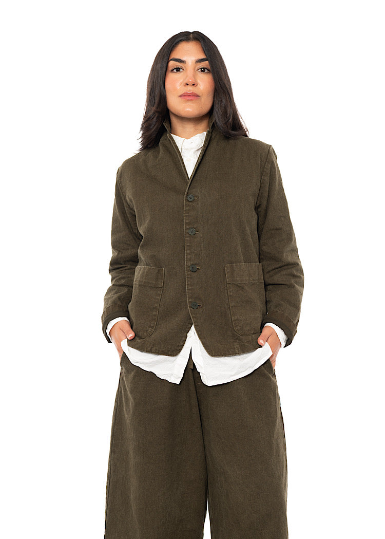 GARMENT-DYED COTTON-LINEN JACKET