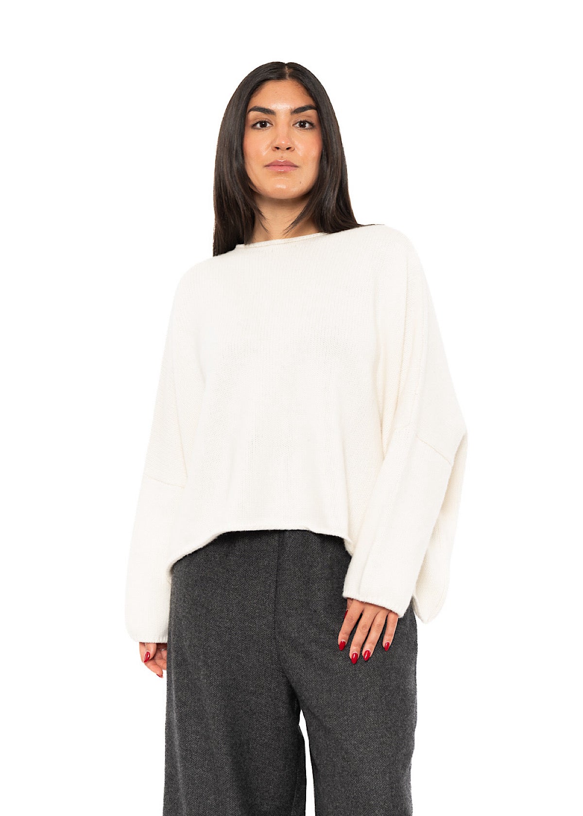 CROPPED CASHMERE BLEND FAUSTA PULLOVER