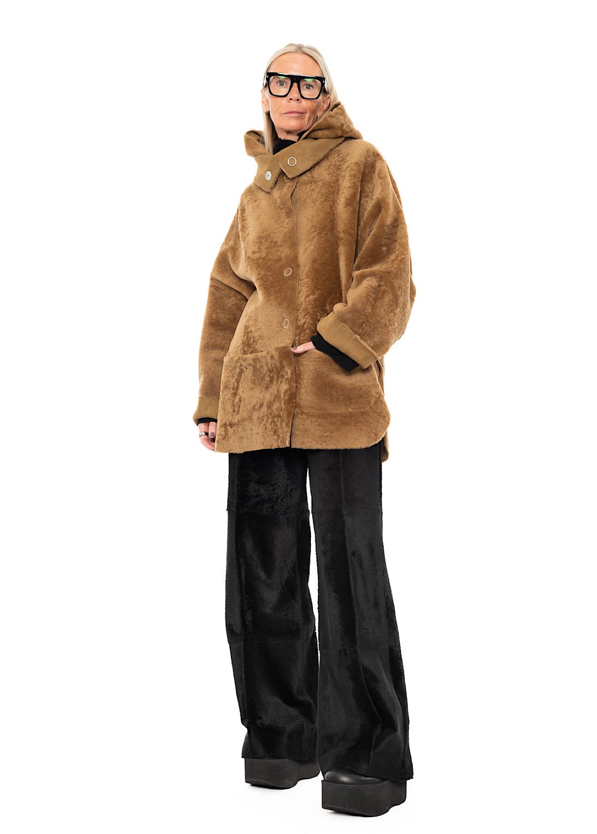 REVERSIBLE FUR HOODED JACKET