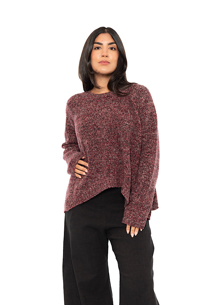 CROPPED MÉLANGE KNITTED PULLOVER