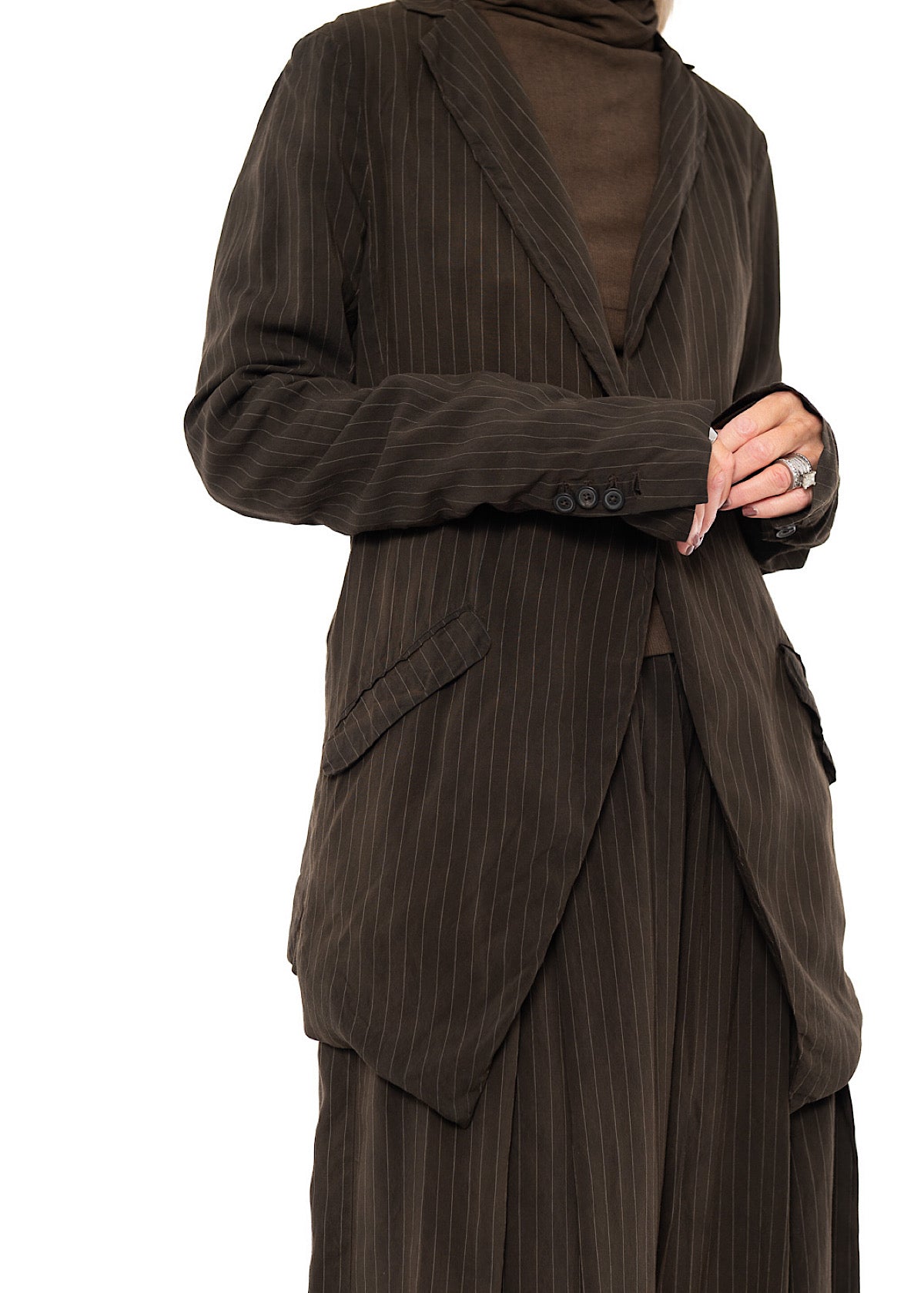 FLUID PINSTRIPE LONGLINE JACKET