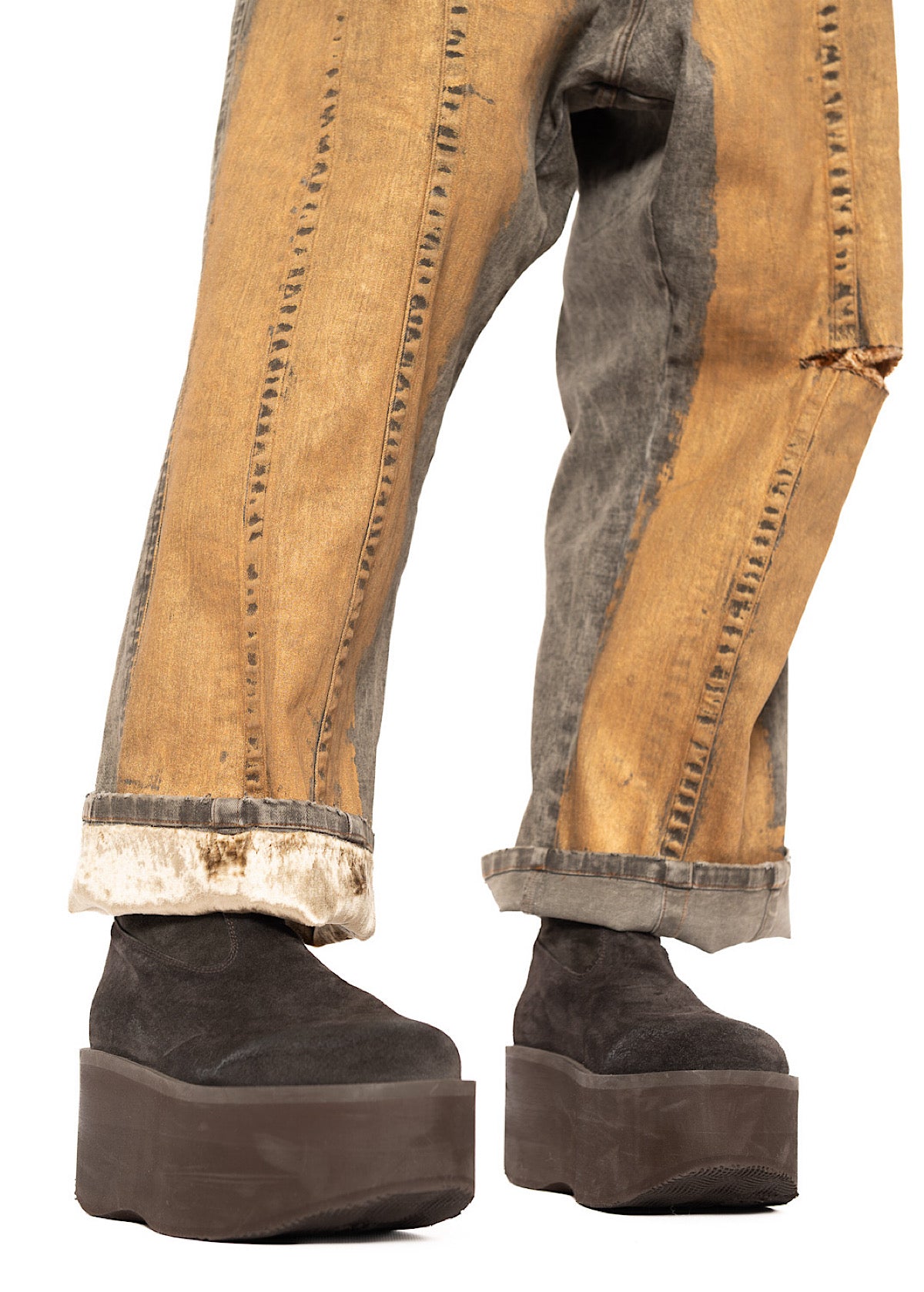 HAND-PAINTED GOLD DENIM TROUSER
