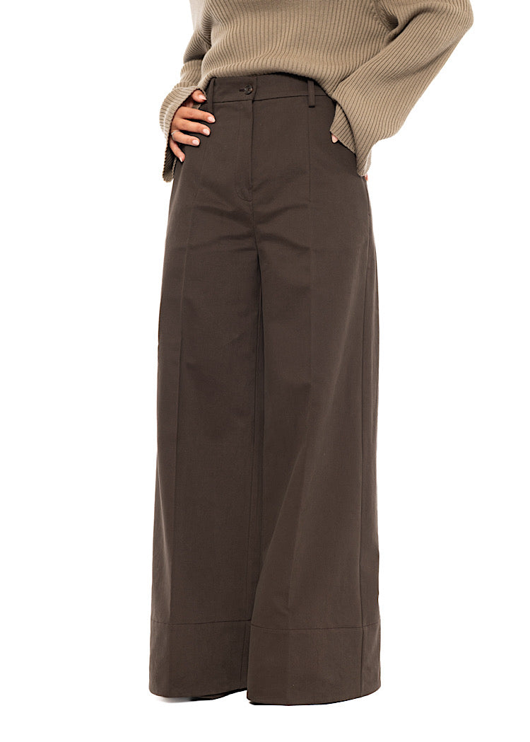 WIDE-LEG COTTON WOOL TROUSER
